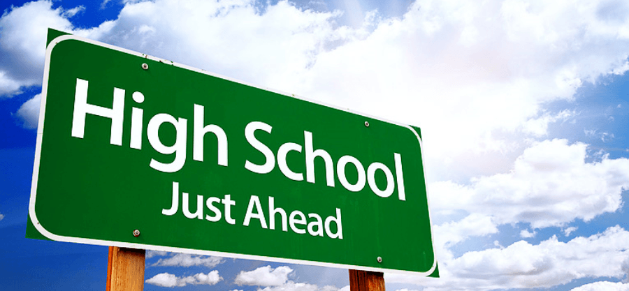 Image of High School Just Ahead Sign